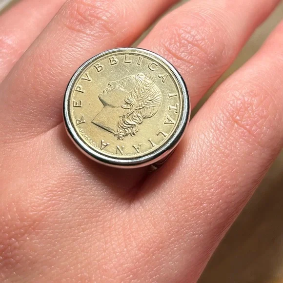 *SOLD* Italian Lira Coin 925 Sterling Silver Ring - Picture 12 of 16